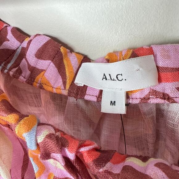 NEW‎ NWT A.L.C. Katherine Printed Off-The-Shoulder Crop Top Medium Linen Resort - Picture 7 of 11